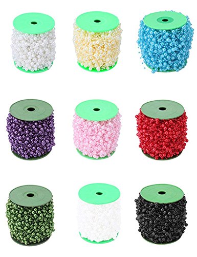 200 Feet White Pearl Garland, Roll Of Beads Pearl Chain Pearl Strands String Of Pearls Wire Pearl Bridal Bouquet Decoration For Crafts Wedding Party Supplies Diy Accessories By Domeshine #TOP7