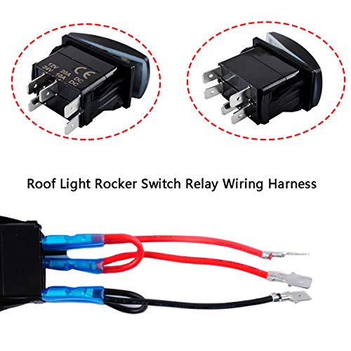 LED Light Bar Rocker Switch for UTV ATV Polaris Ranger RZR 800-1000 XP Turbo Can Am Commander 800 Maverick X3 Accessories-ON-Off LED Light, 20A 12V 5 Pin Toggle Rocker Switch Kit(Blue) - Thumbnail 3