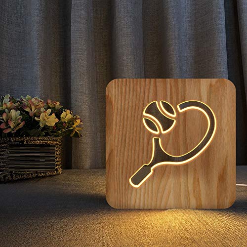 Bfrth Statues And Figurines Sculptures Decor Sports Tennis Table Lamp Creative Home Decoration Ornaments Wooden Crafts Night Light #TOP4