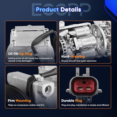Image of ECCPP AC Compressor 1993-1998 Fit for Jeep Grand Cherokee 5.2L AC Compressor with Clutch Rapid Cooling