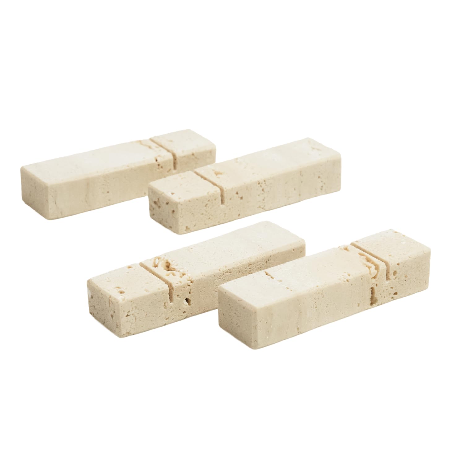 FORME STUDIO Reposacubiertos de mármol Travertino – Juego de 4 piezas artesanales Made in Italy – Accesorios de mesa elegantes – Diseño natural y minimalista – Idea regalo sostenible