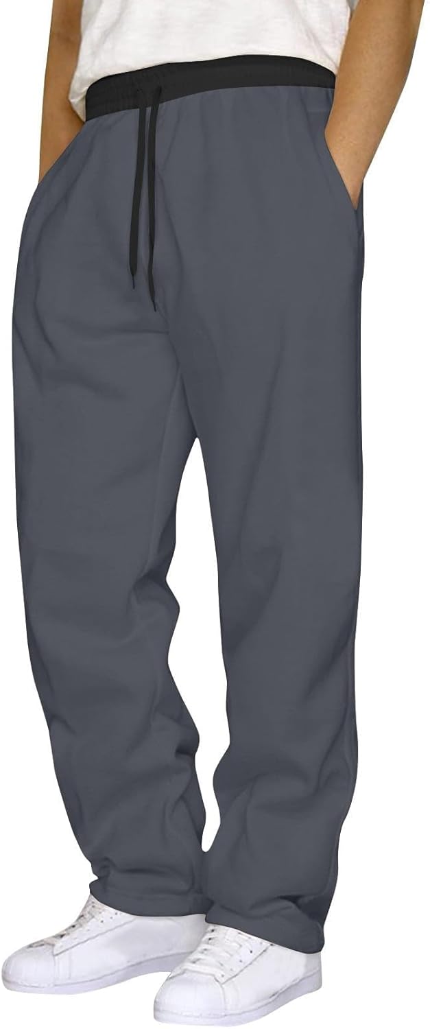Product image of Men's Casual Baggy Sweatpants Straight Leg Loose Fit Gym Athletic Fleece Pants Big and Tall Drawstring Sweatpants for Men