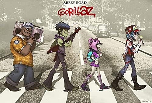 Fortiaboot Abbey Road Gorillaz Style - Poster print Wall 15 x 23 Inches (38 x 58 cm) (380 x 580mm) Gift Decorative Print