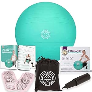 The Birth Ball – Birthing Ball for Pregnancy & Labor – 18 Page Pregnancy Ball Exercises Guide by Trimester – Non Slip…