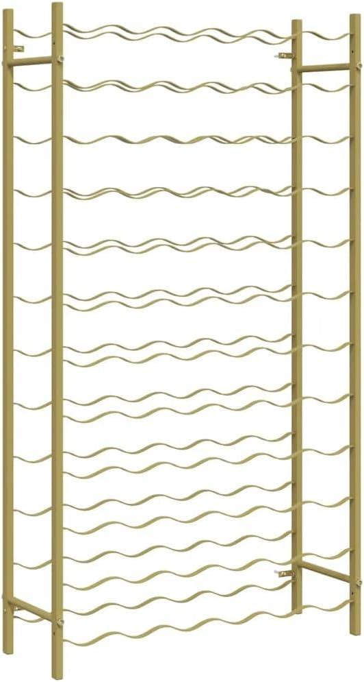 vidaXL Estante para Vino 72 Botellas, Soporte Metal Dorado