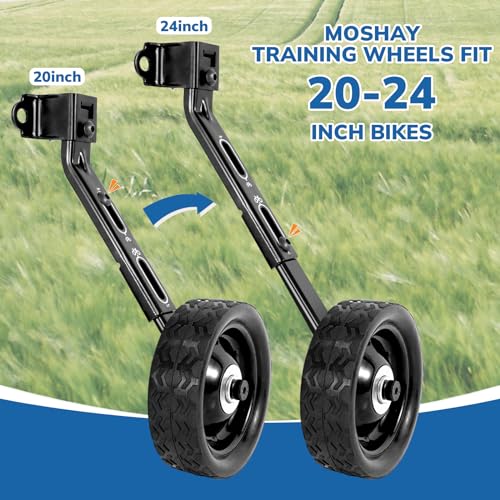 MOSHAY Roll Over Image to Zoom in Bicycle Training Wheels Fits 16 18 20 22 24 inch Variable Bike (black2) - Thumbnail 2