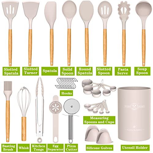 image for Umite Chef 36pcs Silicone Kitchen Cooking Utensils with Holder, Heat R