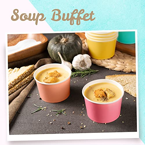 MATICAN Paper Ice Cream Cups, 50-Pack 266ml Disposable Dessert Bowls for Hot and Cold 266-ml, 5 Pastel Colors - Image 3