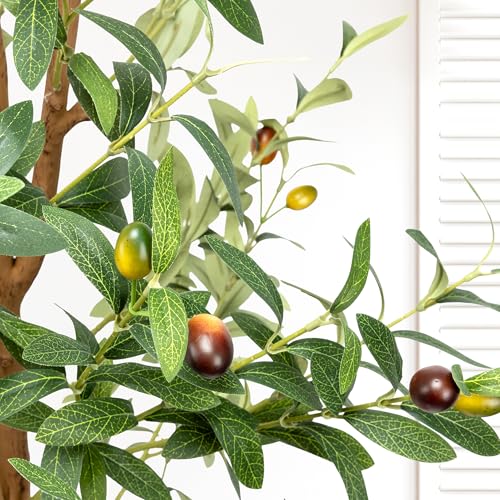 Lucealberi Artificial Olive Trees 6Ft - Large Faux Olive Tree For Indoor With White Planter thumb #4