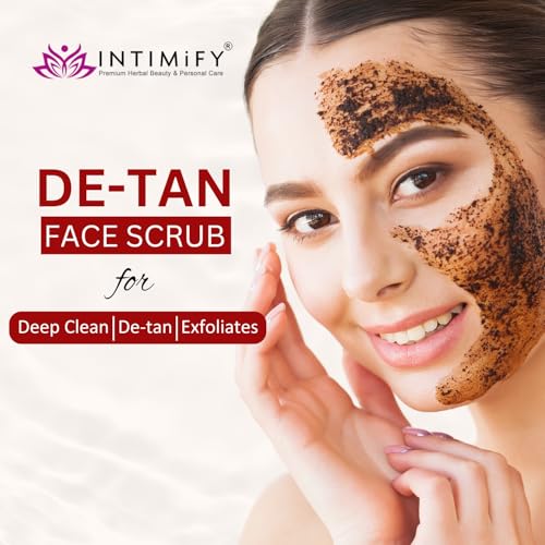 Image of INTIMIFY Detan Face Scrub | For Tan Removal | Exfoliate Dead Skin With Walnut, Coffee | for Women & Men - 50g