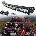 36inch LED Light Bar Curved Single Row with DT Wiring Harness, 180W Slim Work Lights, Spot Flood Combo Off Road Driving Lighting, 12V Fog Lamp for Truck SUV ATV UTE Pickup 4X4, IP68 Waterproof-L8