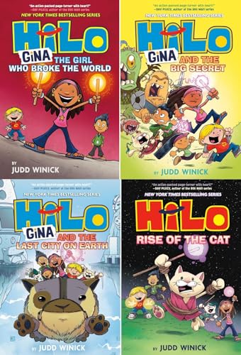 Hilo Series 4 Books Set (Book 7 - Book 10): The Girl Who Broke the World, Gina and the Big Secret, Gina and the Last City on Earth, Rise of the Cat