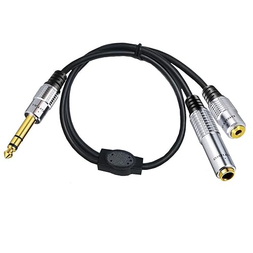 Cable de extensión estéreo en Y de 1/4 de pulgada, 0.250 in, macho a hembra y cable TRS hembra de 0.138 in, cable adaptador de cable TRS para