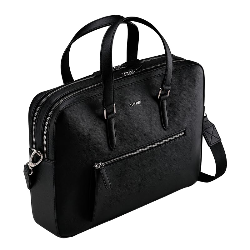 Image of HALDEN Harrington Double Zipper - Vegan Saffiano Leather Laptop Bag