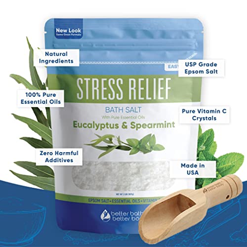 New Bath Salts Gift Set Epsom Salts Sampler 4-Pack (2-Lbs Each, 8-Lbs Total) Bath Salts With Pure Essential Oils Boxed Set Gift Box For Bath Soak Lovers #TOP4