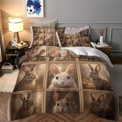 Housse de couette lapin vintage 140x200, cadeau idéal pour lit d'enfant