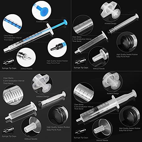 SAICOOS Plastic Syringe, 20 Pack Liquid Measuring Syringe, Multiple Uses Oil or Glue Applicator Syringe, for Scientific Labs and Dispensing, Feeding Pets, Lip Gloss (1 ml/ 3 ml/ 5 ml/ 10 ml)