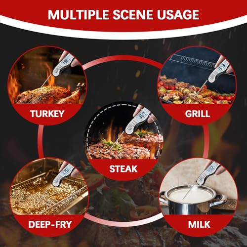 Image of Meat Thermometer Digital,IP67 Waterproof Cooking Thermometer with Backlight, Calibration & Hold Function,Food Thermometer for Cooking,Outdoor Grilling,Suitable as Stocking Stuffers for Men (White-2)