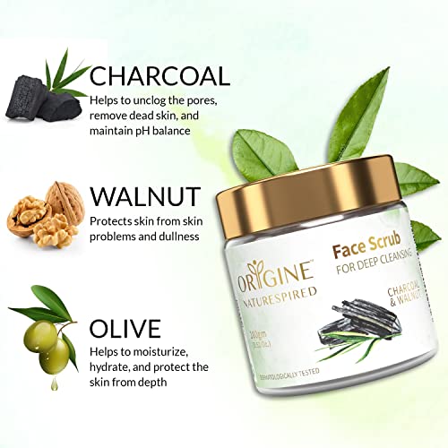 Image of Activated Charcoal Face Scrub For Face Deep Cleansing | Enriched with Walnut, Almond & Olive for Deep Pore Cleansing | For Healthy, Glowing Skin | SLS & Paraben Free, 100gm