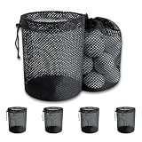 Mordx 6 Pack Drawstring Mesh Golf Ball Shag Bags, 3 Sizes, Black