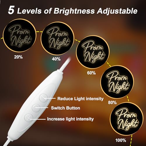 Image of Prom Night LED Neon Sign Letters Light Up for Graduation Party Decoration