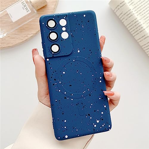 Coque silicone Samsung S22 Ultra magnétique bleu marine avec film verre optique