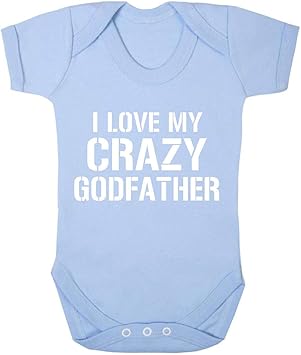 loltops Baby,Clothing,Baby Boys 0-24m,Bodysuits & One-Pieces,Bodysuits Loltops I Love My Crazy Godfather, Baby Boy Girl Cotton Bodysuit (Blue, 3-6 Months)