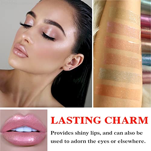 Qiufsse Glitter Lipstick Liquid Glitter Lip Kit 6 Colors Diamond Sparkly Metallic Lipstick Shimmer Lip Gloss Set For Face Eye Shimmer Long Lasting Glitter Lip Makeup #TOP4