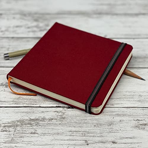 Travelogue Square Drawing Book, 5.5" x 5.5" Artist Journal - 128 Sheets Buff Paper, Vermilion Red Cover - 4