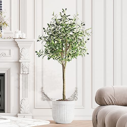 YOLEO 4FT Artificial Olive Tree Faux Tree with Lifelike Olive Leaves Fake Olive Plant for Living Room Bedroom Balcony Corner Office Decor
