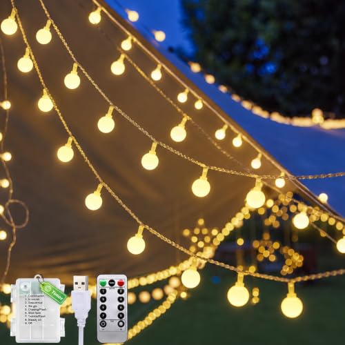 ZingBox LED Kugeln Lichterkette, 3M 20LED Warmweiß Batterie USB Innen Außen