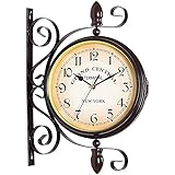 [Reloj resistente al agua y al óxido] Todo el marco de nuestro reloj de doble cara está hecho principalmente de hierro bien pintado. Puede evitar que toda la construcción se oxide y que la parte interior se moje en un día lluvioso.