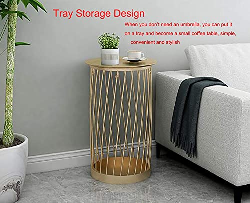 Soporte de paraguas de oro con ganchos, estante redondo decorativo de gama alta para oficinas 4