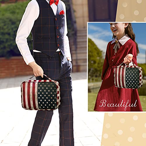 FINPAC Bible Cover, Carrying Book Case Church Bag Bible Protective with Handle and Zippered Pocket, Gift for Mother Lady Women Men, US Flag