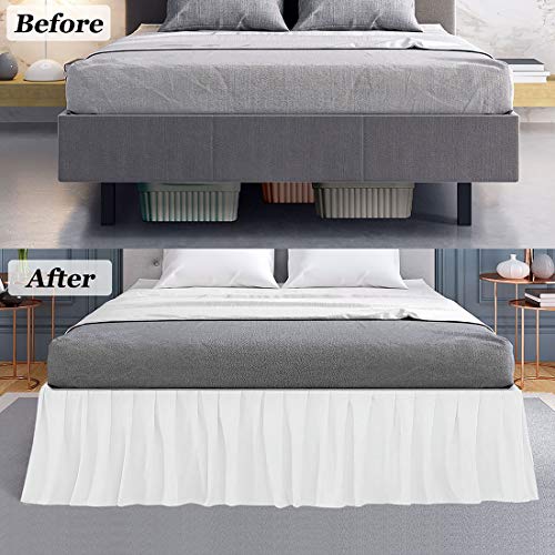 Ruffled Bed Skirt White King Bed Skirt – Hotel-Quality Ruffles For King Beds With 18" Drop – King Bedskirt With Platform 100% Microfiber Bed Skirts With Corner Split (White) #TOP3