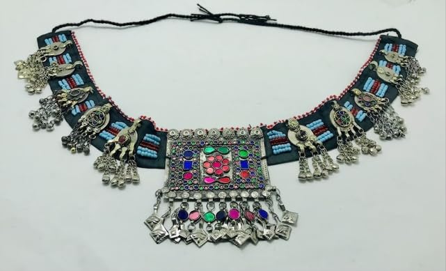 Vintage Kuchi Belt, Tribal Belly Belt With Big Pendant and Coins, Multicolor Beads Kuchi Dance Belt, Old Style Belts, Boho Belly Dance Belts2