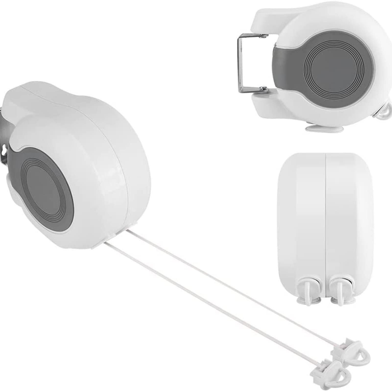 Wäscheleine Ausziehbar Wand, 2 x Ausziehbare Doppel-Wäscheleine Wandmontage für drinnen und draußen, für Badezimmer Camping Garten oder Reise