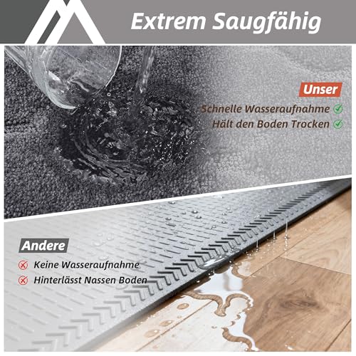 COSY HOMEER Küchenteppich, 50 x 200 cm Küchenläufer rutschfest, Teppich Küche Waschbar, Teppichläufer Flur, Teppich Läufer für Küche, Flur, Wohnraum, Dunkelgrau