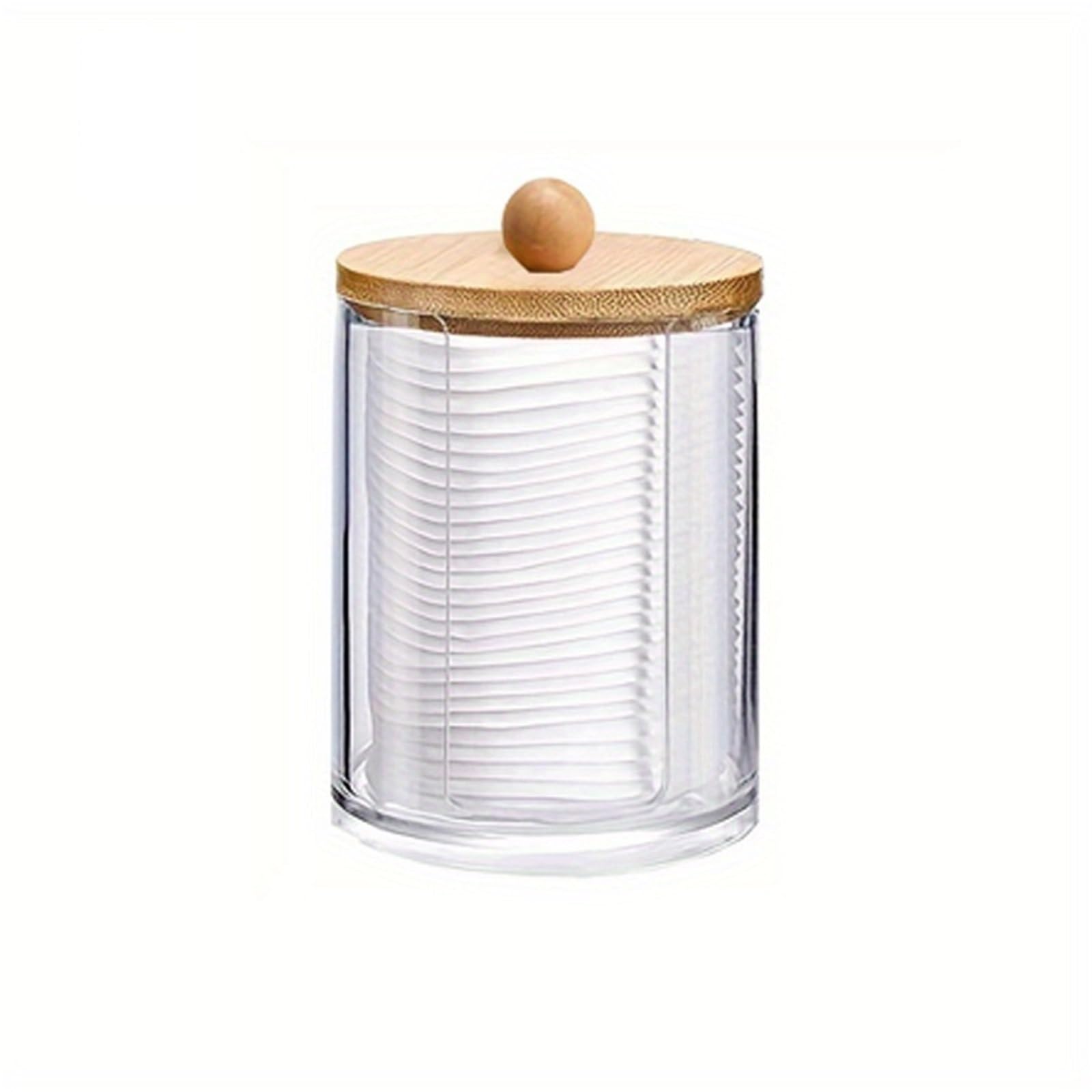 QuxetlRyz 1pc Clear Swab Holder Storage Organizer Dispenser Jars Home Organization Box for Floss Makeup Pads Powder Puffs, Beauty Cotton Buds Holder(ColorD)