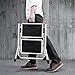 Delxo Portable Collapsible Lightweight Alloy Steel 2 Step Mini Stool Stepladder with Anti Slip Carry Hand Grip and Wide Pedal for Indoor Use, White
