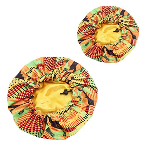 Comvip Bedruckte Nachtmütze Satin Pflege Haar Schlafhut Damen Mädchen Gr. One size, 2 Stück, mehrfarbig Cover