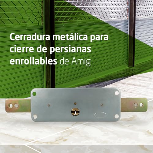 Miniatura 2 de Amig - Cerradura Metálica Para Cierres De Persianas Metálicas Enrollables Mod. 642 - Cilindro: 15 Mm - Incluye 3 Llaves De Latón Niqueladas - En Acero Zincado