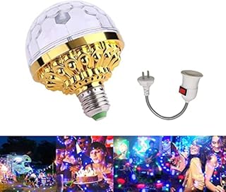 Colorful Disco Rotating Magic Ball Light Bulb with Sockets, LED RGB Strobe Party Lamp Bulb, Dazzling Crystal Disco Prom Stage Decor Light Bulb for Birthday Party Club Bar Halloween Christmas (1Pcs)