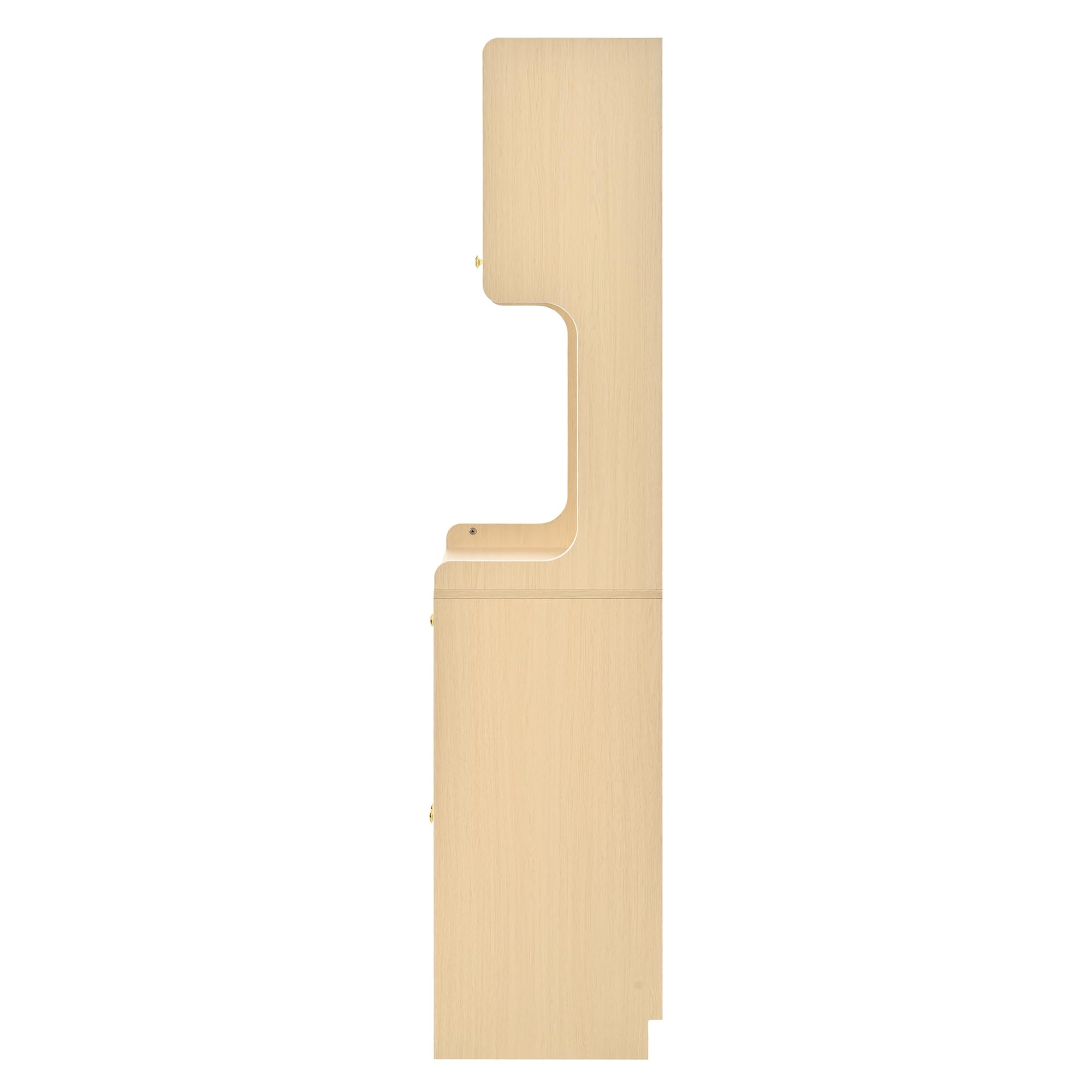 MURUL Highboard naturale/bianco, con LED, vetro scanalato, ripiani regolabili e cassetti, ideale per cucina, sala da pranzo e soggiorno