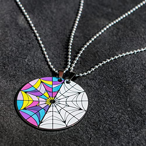 huiphong 2 Pcs Friendship Necklace BFF Matching Web Window Halloween Necklace for Women Men4