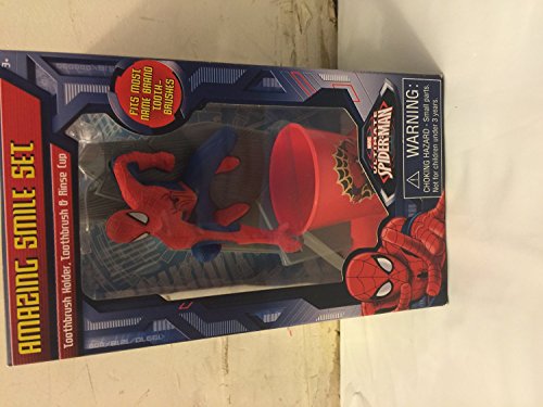 Marvel Ultimate Spider-man Amazing Smile Set Toothbrush Holder, Toothbrush ,Rinse Cup