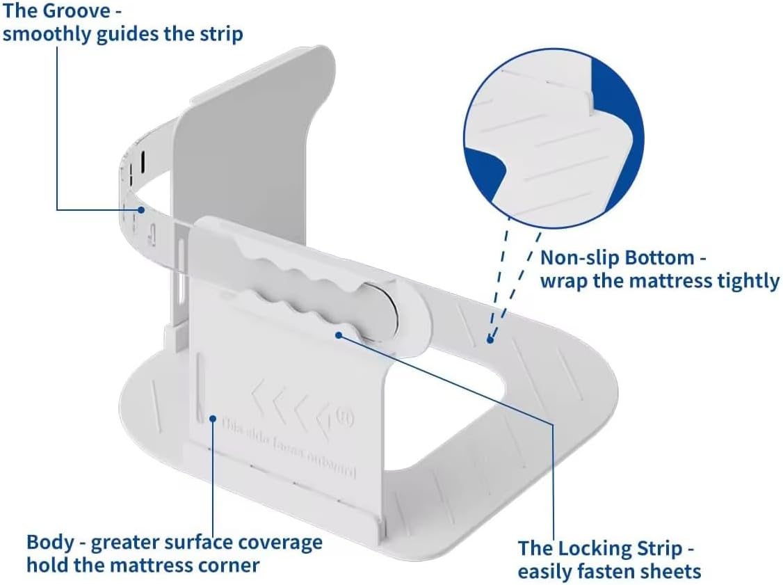 Bedsheet Corner Holders– 4-Piece Anti-Slip Adjustable Sheet Straps to Keep Sheets Tight and in Place, Heavy-Duty Elastic Grippers for Fitted Sheets, No More Sliding or Wrinkling