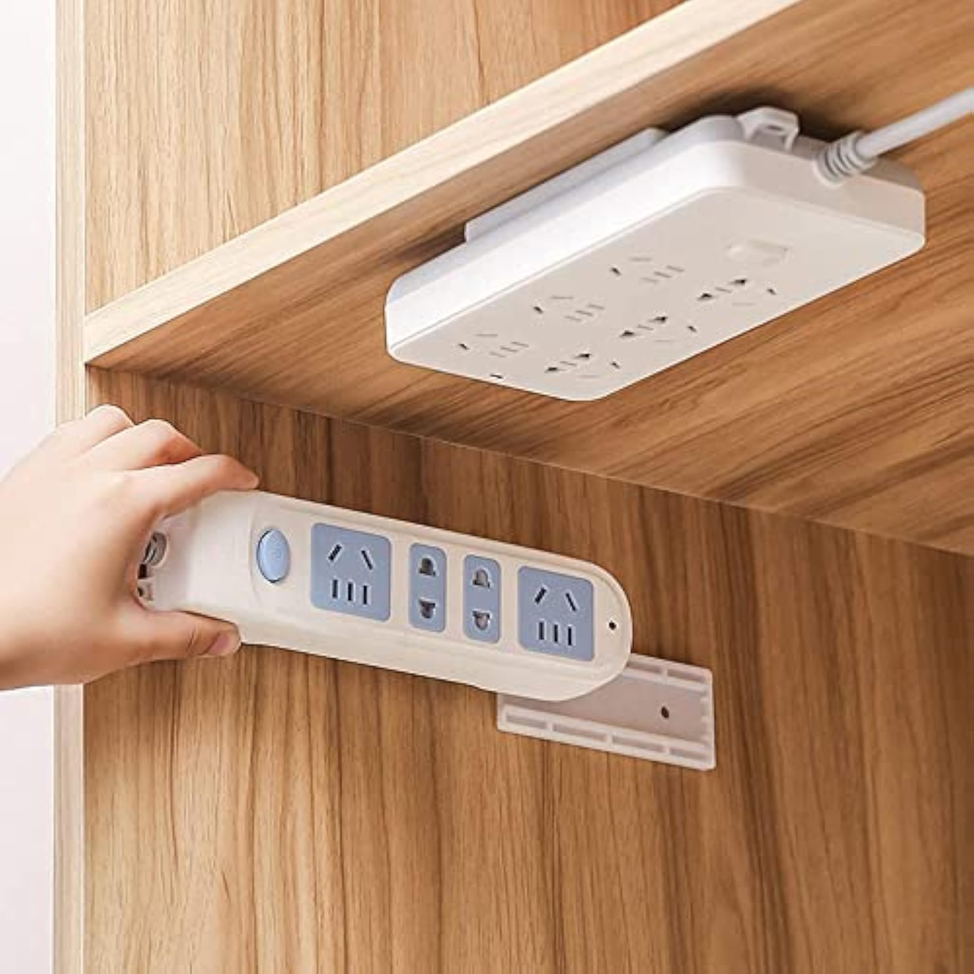 Self Adhesive Power Strip Holder Fixator Wall-Mounted Cable Organizer