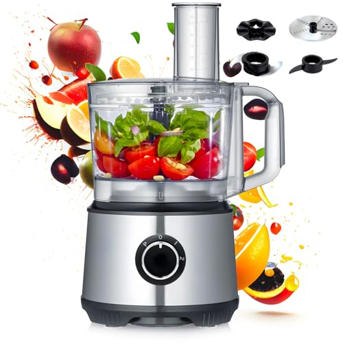 Avilia Robot Multifunzionale 7in1 750W con Boccale da 1,25L - Lame in Acciaio, 2 Velocità e Funzione Pulse - Tritare, Affettare, Grattugiare, Emulsionare, Impastare, Sminuzzare, Montare a Neve