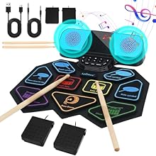 9-Pad Electronic Drum Pad: The Lychee electronic drum kit includes 2 crash cymbals, 1 open/close hi-hat, 1 ride cymbal, 1 snare drum, 1 high tom, 1 bass drum, 1 low tom, and 1 floor tom to meet all your drumming needs and provide excellent drum sound...